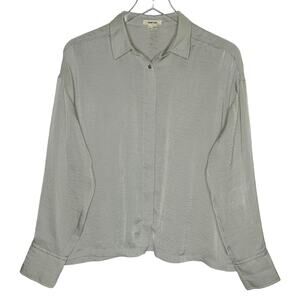 Helmut Lang S Gray Split Back Button Front Long Sleeve Shirt Silky Minimalist